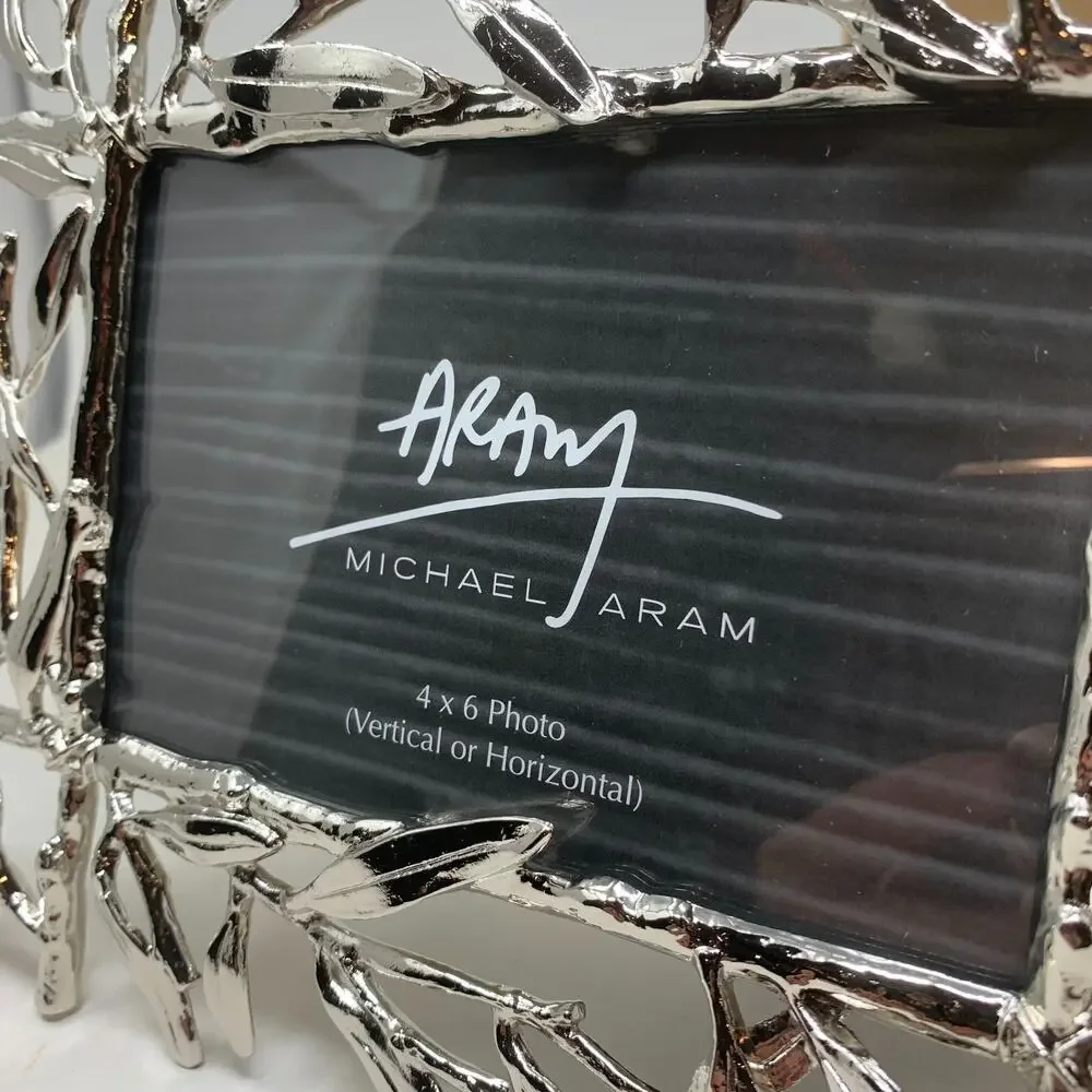 NEW Michael Aram Olive Branch 4x6 Photo Frame Nickelplate Boxed 112238